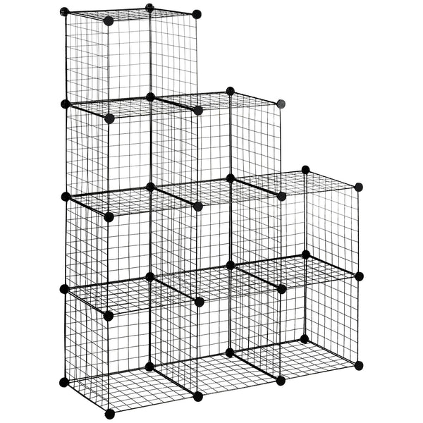 Libreria a 9 Cubi in Rete 35x35x35 cm con Pannelli in Acciaio e Polipropilene Nero acquista