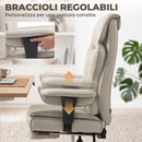 Sedia Ufficio Girevole Reclinabile 135° 79x70x118-126 cm con Poggiapiedi Braccioli e Altezza Regolabili in Finta Pelle Grigio Chiaro      