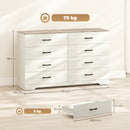 Cassettiera 8 Cassetti Moderna 140x40x86 cm in Legno Noce e Grigio Chiaro      