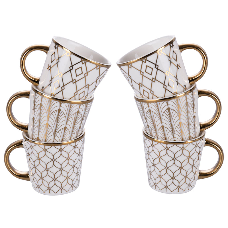 Set 6 Tazzine da Caffè Ø6x5,5 cm in New Bone China VdE Tivoli 1996 Charleston