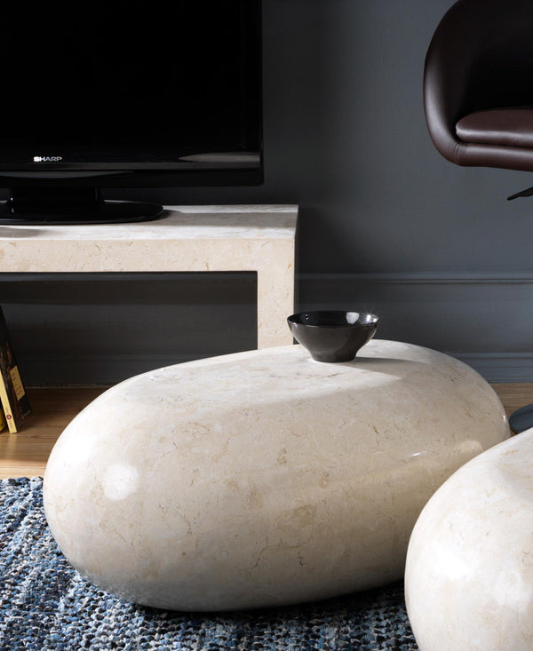 sconto Table basse bloc rhomboïdal en pierre fossile d'agate blanche