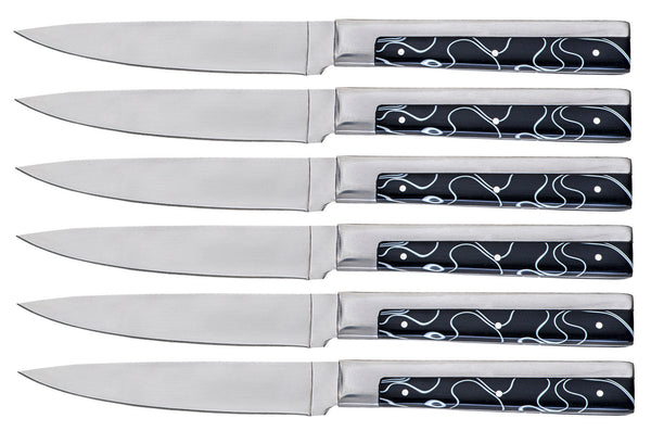 acquista Ensemble de 6 couteaux de table à lame lisse en acier inoxydable Black Samurai