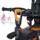 Triciclo Passeggino Seggiolino Reversibile Sedile in Pelle Nero