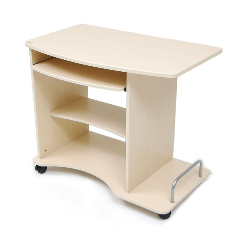 Scrivania Porta Pc 90x55xH77cm in Legno con Portatastiera Smart Acero