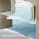 Tavolino da Caffè a 2 Livelli 90x50x42 cm in Vetro e Legno Naturale