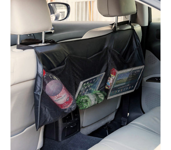online Organisateur de siège arrière de voiture 3 poches en tissu noir