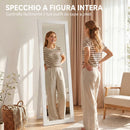 Specchio da Terra a Figura Intera 37x40x155 cm con Cornice e Supporto in Legno MDF e Vetro Bianco      