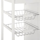 Carrello da Cucina con Cassetti e 2 Cesti in Legno di Pino Bianco 70x37x85 cm