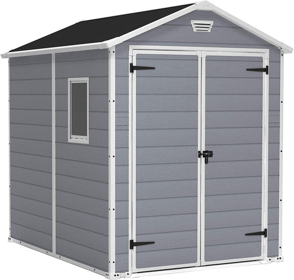 sconto Abri de jardin pour outils 185,8x227x236,8 cm en résine Keter Manor 6x8 Gris
