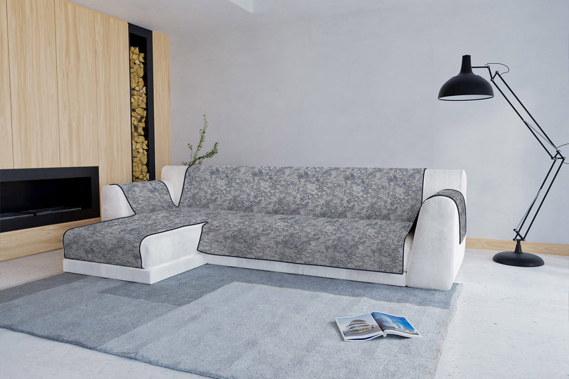 Copridivano con Penisola Sinistra in Poliestere e Cotone Blu Scuro Varie Misure