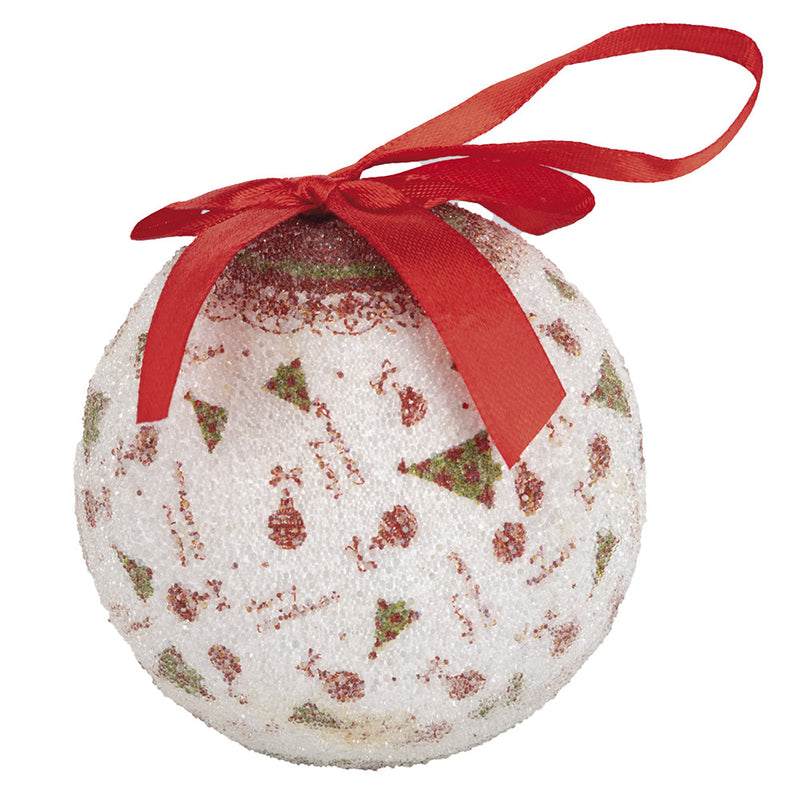 Set 14 Palle di Natale Ø7,5 cm in Polyfoam con Box Bianco