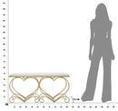 Panca Heart Crema 105x37,5x51,5 cm in Ferro e MDF e Spugna e Poliestere Oro e Rosa