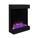 Caminetto Elettrico da Pavimento Autoportante Calliope Effetto Fuoco e Telecomando con Cornice in Legno MDF Nero