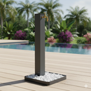 Fontana da Giardino Design a Colonna Quadrata Rubinetto in Ottone e Base con Ciottoli Antracite