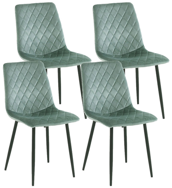 sconto Lot de 4 Chaises 44x50x88 cm en Velours Aquamarine