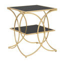 Tavolinetto Double 45x45x55 cm in Ferro MDF e Specchio Oro e Nero