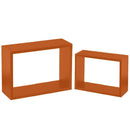 Set 2 Mensole a Muro Moduli da Parete Pensili Rettangolari in Legno Arancione