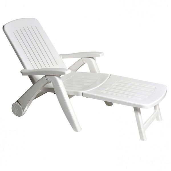 acquista Cancun Transat de Jardin avec Roues 72x190x60 h cm en Plastique Blanc