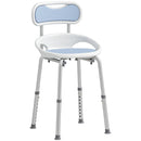 Sedia da Doccia con Schienale e Sedile Forato 8 Altezze Regolabili Antiscivolo Portata 136 kg Azzurro      