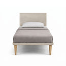 Letto Singolo con Rete Rivestita Microfibra Sabbia Tessis Testata Flat Varie Misure