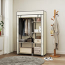 Armadio Portatile Guardaroba Salvaspazio 103x43x162.5 cm in Tessuto Non Tessuto Crema      