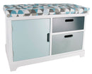 Panca da Ingresso in Legno 2 Cassetti Cuscino Imbottito 70x35x46 cm Naomi Bianca