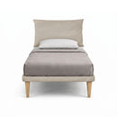 Letto Singolo con Rete Rivestita Microfibra Sabbia Tessis Testata Soft Varie Misure