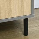 Mobile Multiuso 3 Ripiani 1 Ante 40x38x170 cm in Truciolato e Metallo Grigio e Rovere