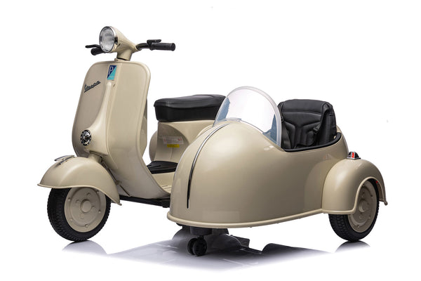 Moto Elettrica per Bambini Licenza Piaggio Vespa Sidecar 12V Crema sconto