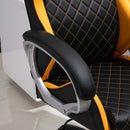 Sedia da Gaming Girevole Reclinabile in Similpelle Nero e Arancione