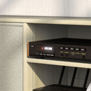 Mobile TV Fino a 50" 110x29x46,5 cm con 2 Cassetti Removibili e 2 Ripiani Aperti in MDF e Tessuto non Tessuto Color Legno Beige      