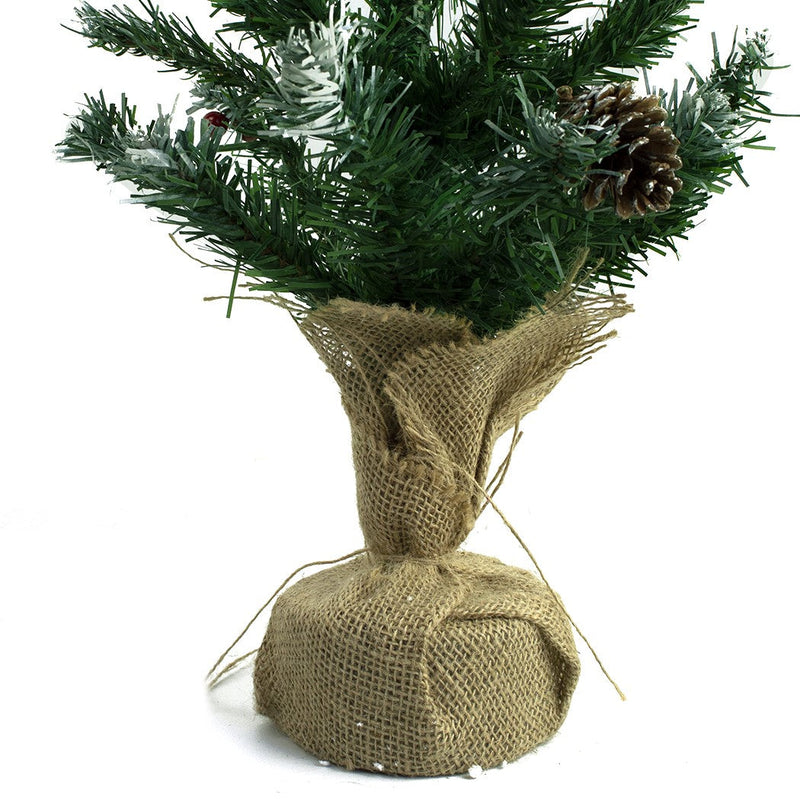 Albero di Natale 90H cm con pigne e base in juta Abete Artificiale