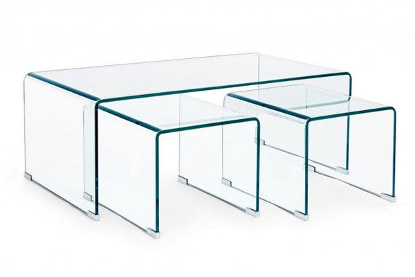 prezzo Set de 3 Tables Basses Rectangulaires Iride avec Verre Verre