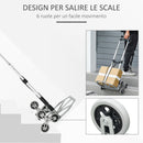 Carrello Portapacchi Pieghevole per Scale 70-30 Kg in Alluminio  Nero e Grigio