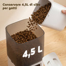 Distributore Automatico di Cibo per Gatti 4,5L con APP e Registratore Vocale in ABS e Acciaio Bianco e Grigio      