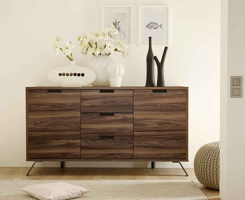 Madia Mobile da Salotto 2 Porte 3 Cassetti 82x156x50cm TFT  Palma Noce