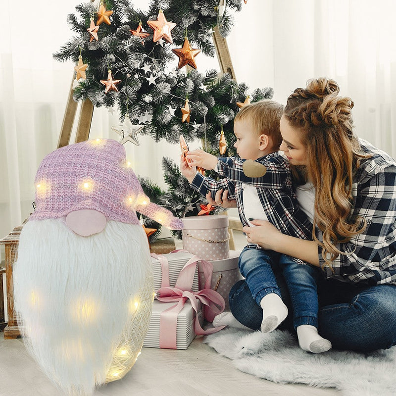 Gnomo di Natale H104 cm con Luci e Cappello Rosa