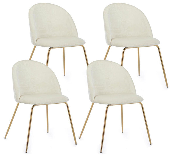 prezzo Lot de 4 Chaises 49x55x77 cm en Polyester Effet Velours Blanc