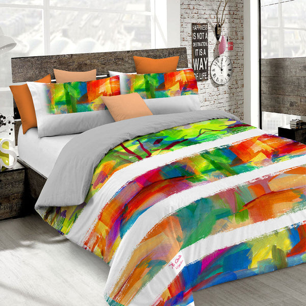 Housse de couette double avec impression sur le sac et taies d'oreiller Kio606 sconto