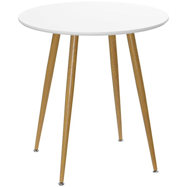 acquista Table à Manger Ronde pour 2 Personnes Ø72x75 cm en MDF et Métal Couleur Blanc et Bois