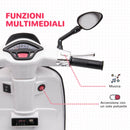 Moto Elettrica per Bambini Licenza Ufficiale Piaggio Vespa Sprint 12V con Rotelle Luci e Suoni Bianco