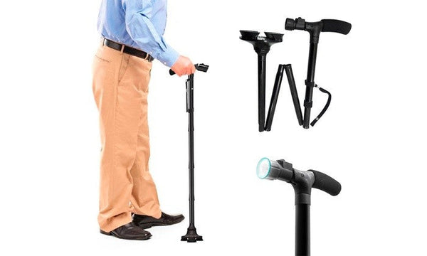 acquista Canne télescopique pour personnes âgées avec lumière Led 85-97 cm Noir