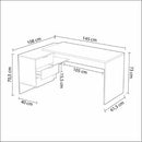 Scrivania Angolare con Cassettiera 145x108x73 cm in Legno Bianca e Rovere