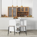 Tavolo da Pranzo Pieghevole per 2-4 Persone 120x60x77 cm con 6 Ruote Ripiani a 2 Livelli e 2 Ribalte in Pannello di Particelle Bianco      