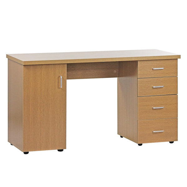Bureau 4 tiroirs 1 porte 135x75,50x50 cm en bois de chêne online