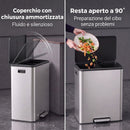 Pattumiera a Pedale 2x30 L 52,5x37,5x66 cm con Secchi Estraibili e Coperchio Soft-Close in Acciaio Inox Argento      