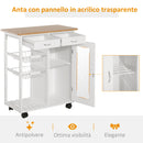 Carrello da Cucina con Cassetti e 2 Cesti in Legno di Pino Bianco 70x37x85 cm