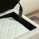 Cassapanca Pouf Contenitore Poggiapiedi 80x35x42 cm in Velluto Gambe in Legno di Caucciù Crema      