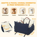 Seggiolino Auto per Cani Piccoli con Guinzaglio di Sicurezza Sfoderabile e Lavabile in Cotone e PP Blu      