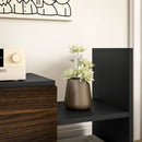 Mobile TV Ripiani e Armadietto a Ribalta con Mensola a Muro 153,6x25x42 cm Nero e Marrone 